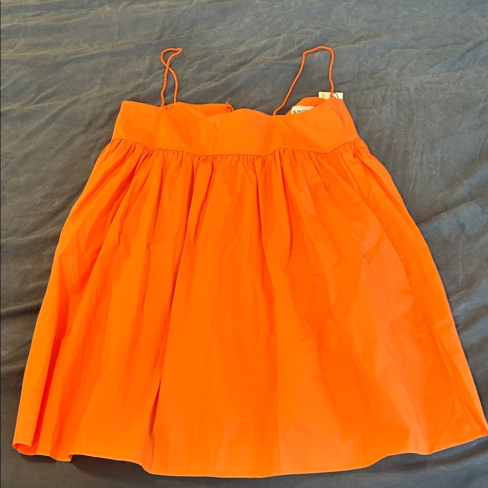 Women's Bright Orange Spaghetti Strap Mini Dress